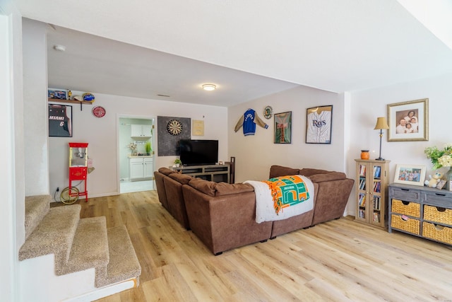 living room featuring light hardwood / wood-style flooring