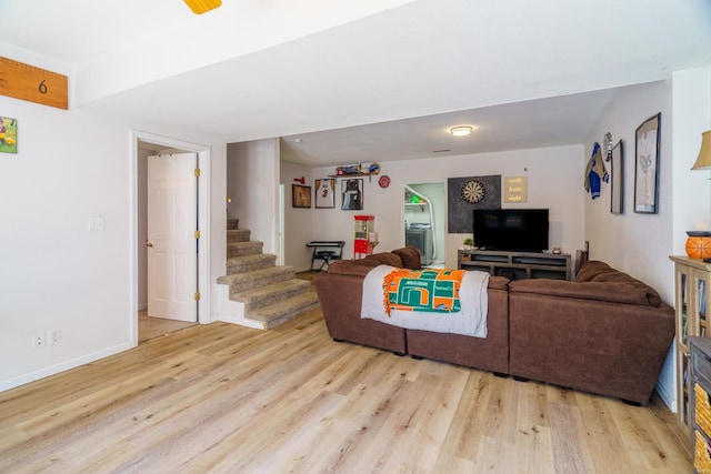 living room with light wood-type flooring