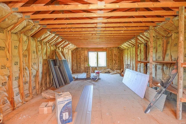 view of unfinished attic