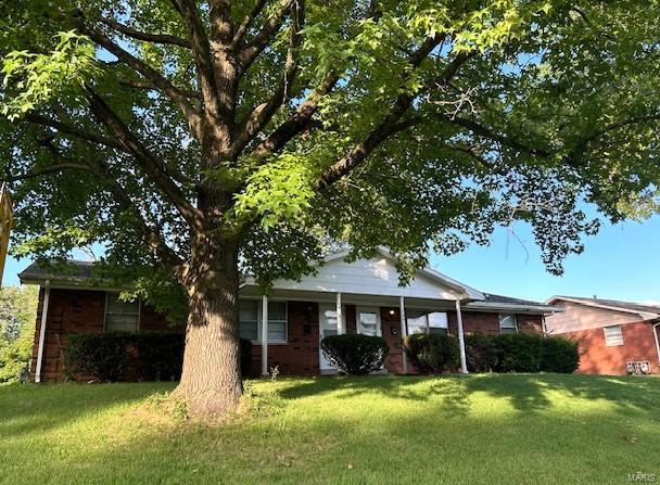 ranch-style home with a front lawn