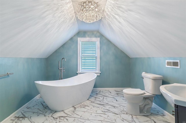 bathroom with marble finish floor, visible vents, and baseboards