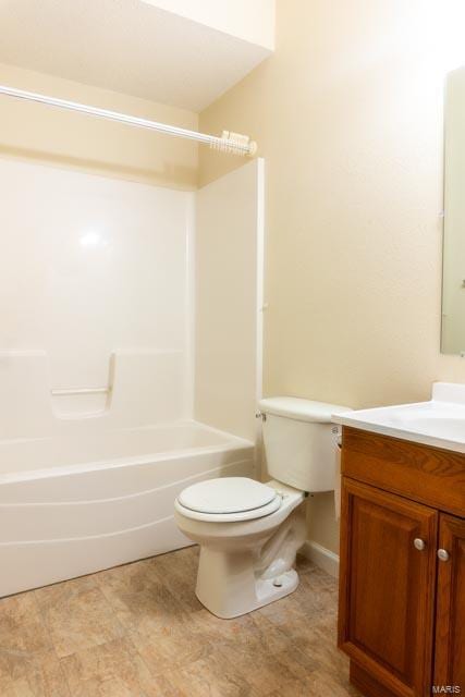 full bathroom featuring shower / bath combination, vanity, and toilet