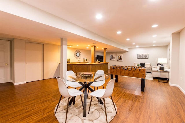 recreation room featuring hardwood / wood-style flooring