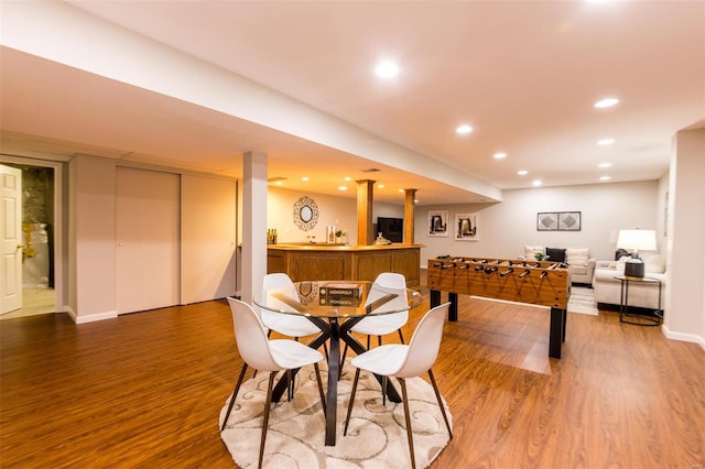 recreation room featuring hardwood / wood-style flooring