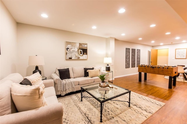 living room with hardwood / wood-style flooring