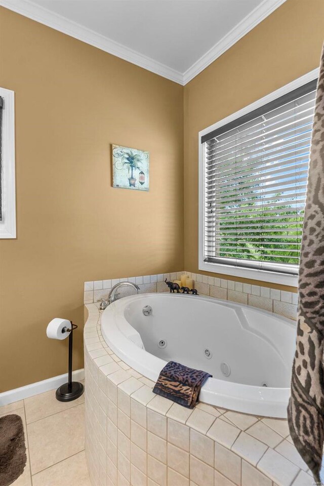 bathroom featuring tile patterned flooring and ornamental molding