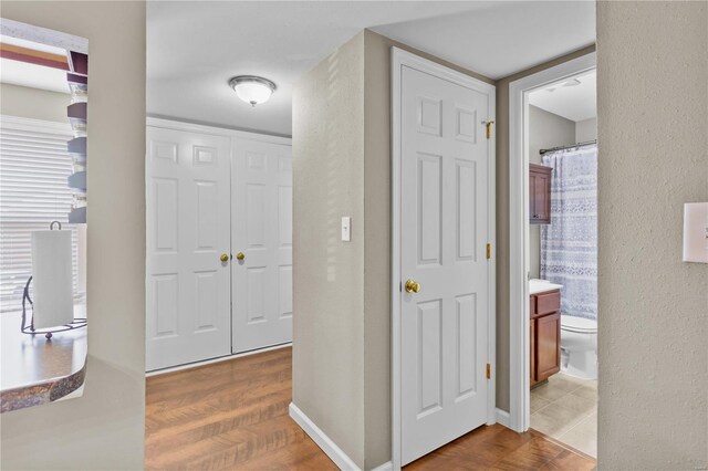 hallway featuring hardwood / wood-style flooring