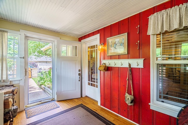 entrance foyer with light wood-type flooring