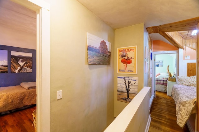 hall with dark wood-type flooring