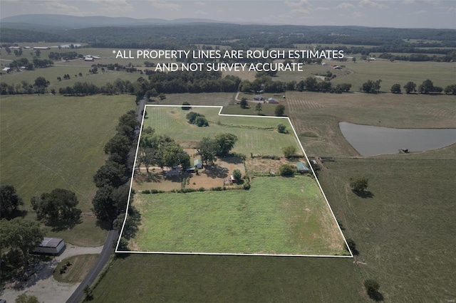 aerial view featuring a rural view