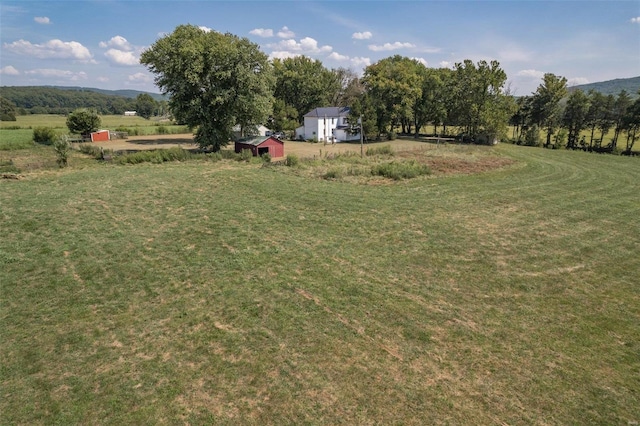 view of yard featuring a rural view and a mountain view