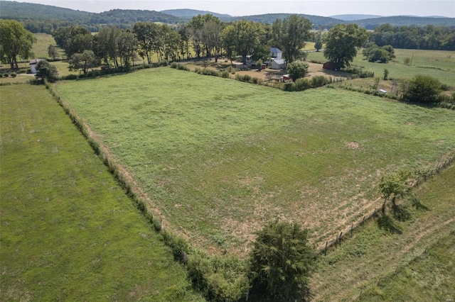 birds eye view of property featuring a rural view and a mountain view