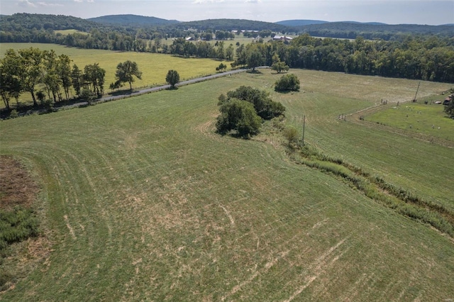 bird's eye view featuring a mountain view and a rural view