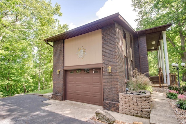 exterior space with a garage