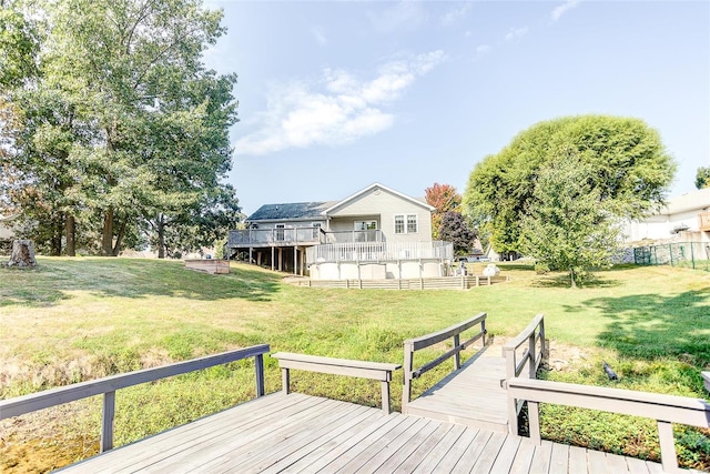 deck with a lawn