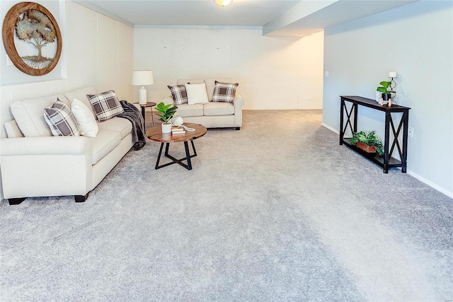 living room featuring light colored carpet