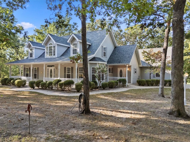 cape cod-style house featuring covered porch