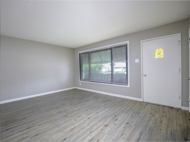 foyer entrance with light hardwood / wood-style flooring