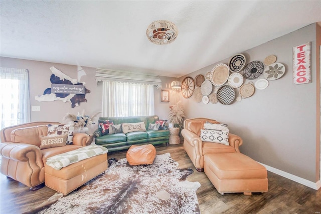 living room with hardwood / wood-style flooring