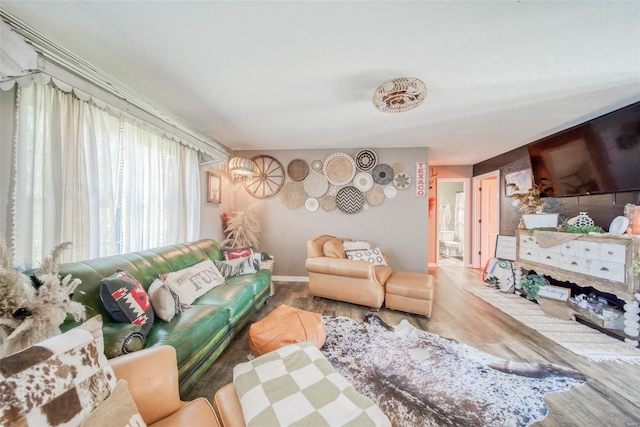 living room with hardwood / wood-style floors