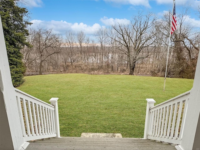 view of yard with a deck