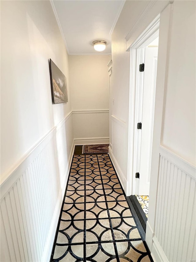 corridor with crown molding