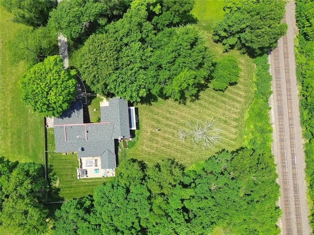 drone / aerial view with a rural view