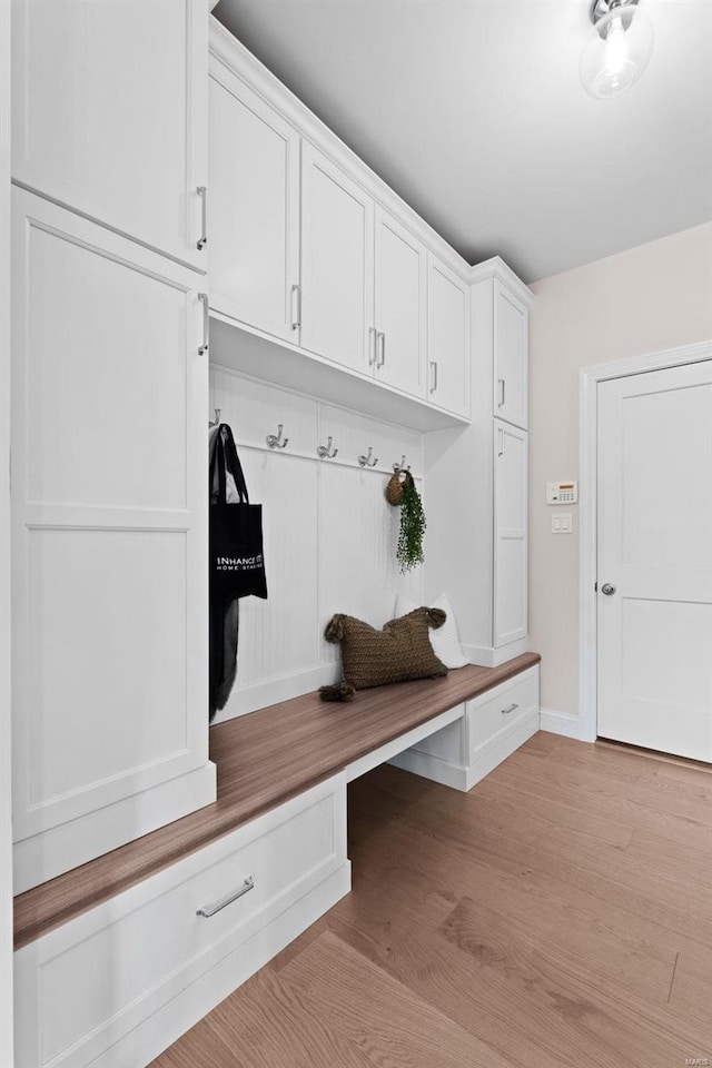 mudroom featuring light wood-type flooring