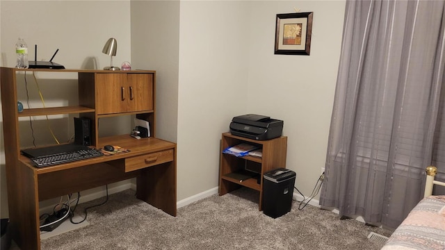 view of carpeted home office