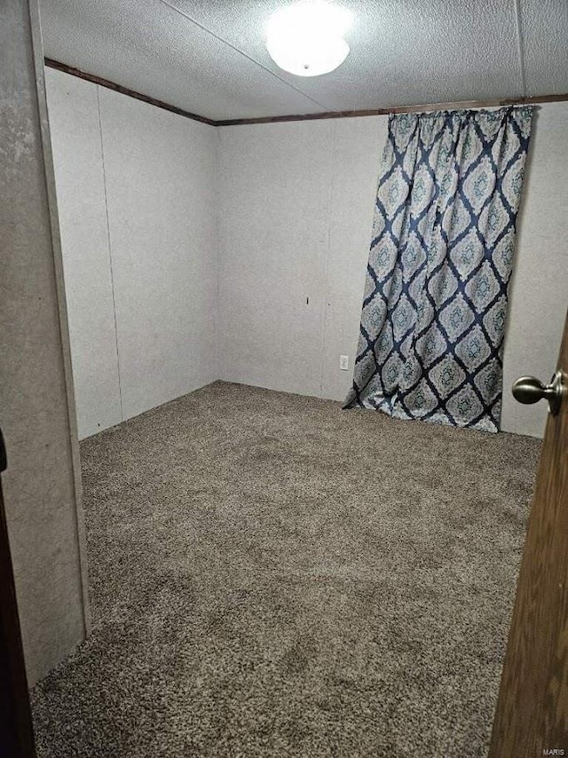 spare room with a textured ceiling and carpet floors