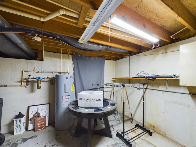 basement with water heater