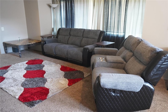 living room with carpet flooring