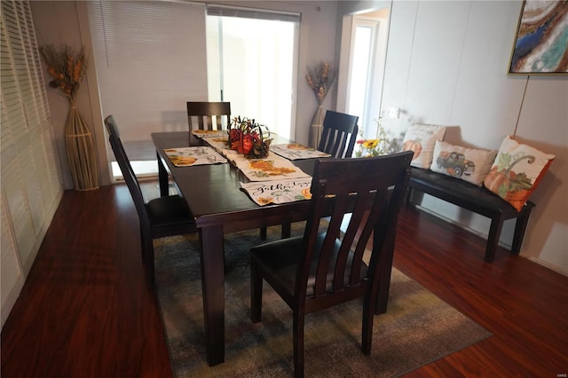 dining space featuring dark hardwood / wood-style flooring