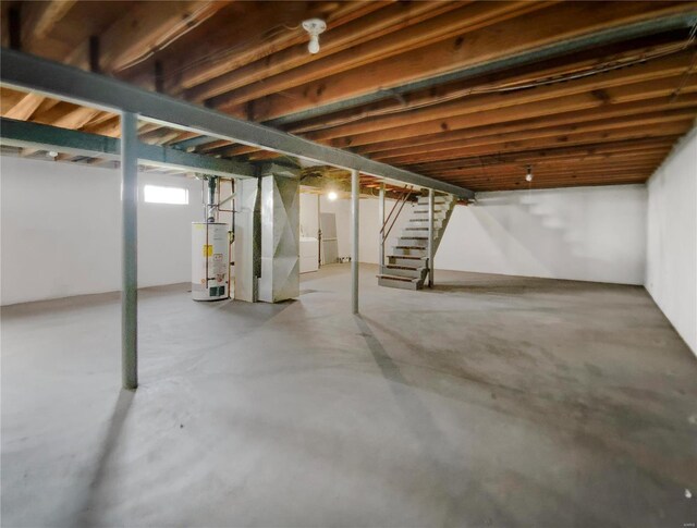 basement featuring gas water heater