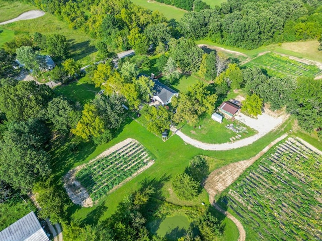 aerial view featuring a rural view