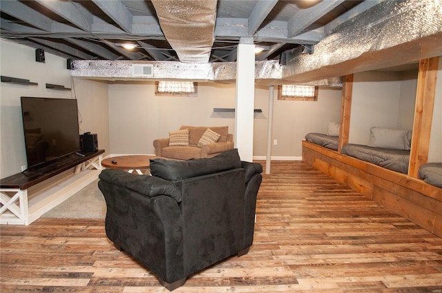 living room with hardwood / wood-style flooring