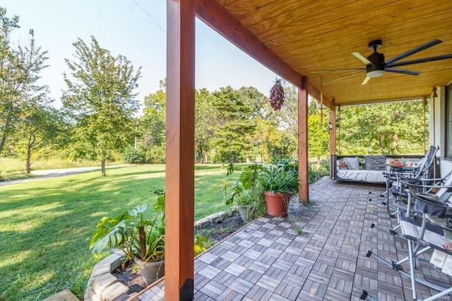 view of patio with ceiling fan