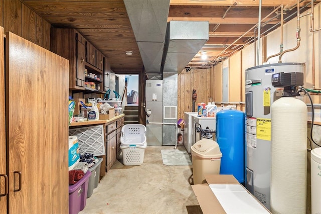 basement with wood walls