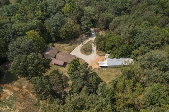 aerial view featuring a forest view