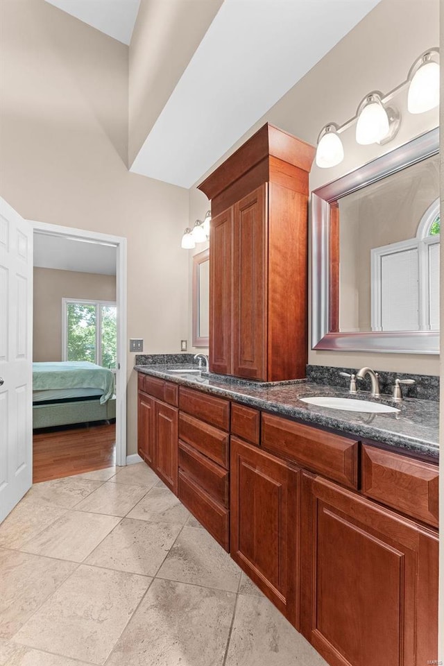 bathroom featuring hardwood / wood-style flooring and vanity