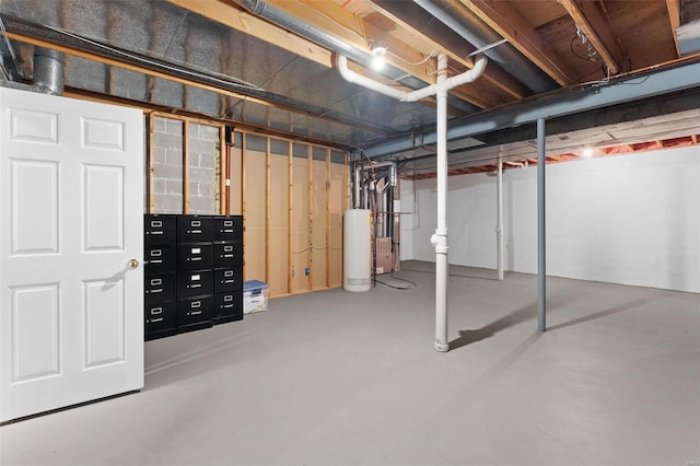 basement with gas water heater