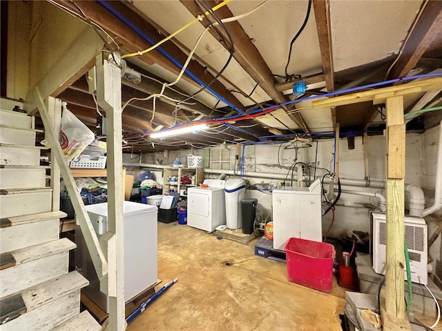 basement with independent washer and dryer