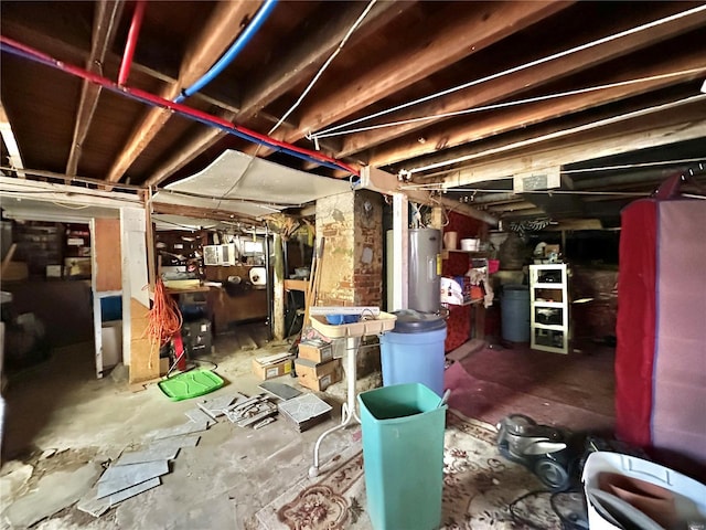 basement with electric water heater