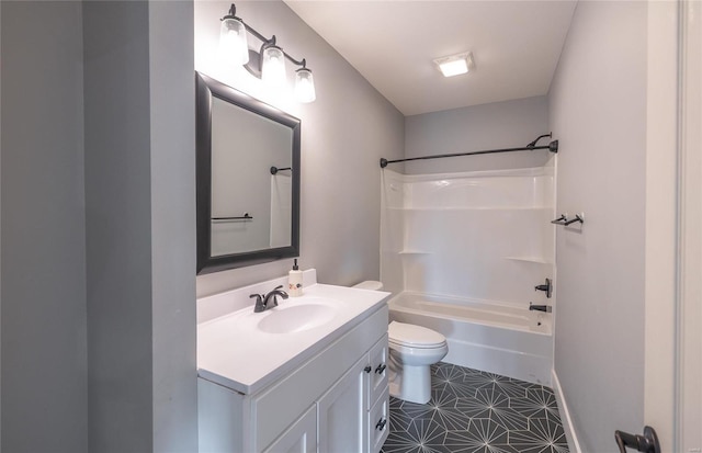 full bathroom featuring vanity, toilet, and shower / bath combination