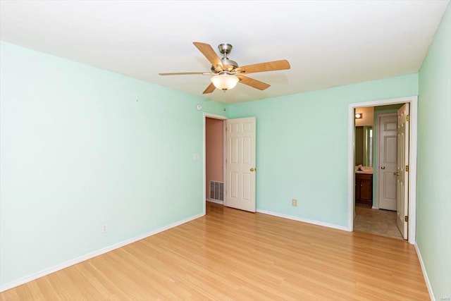 interior space featuring ceiling fan and light hardwood / wood-style floors