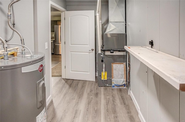 utility room with water heater