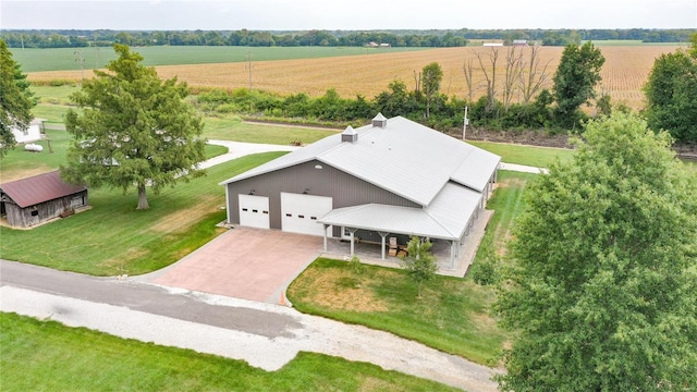 bird's eye view with a rural view