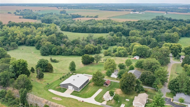 bird's eye view with a rural view