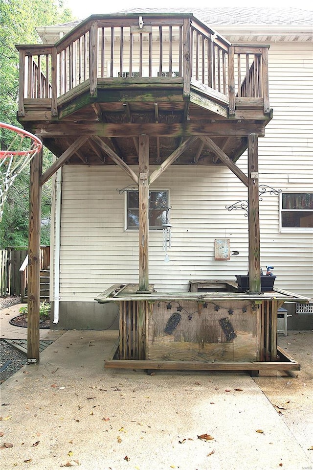 view of patio featuring a wooden deck