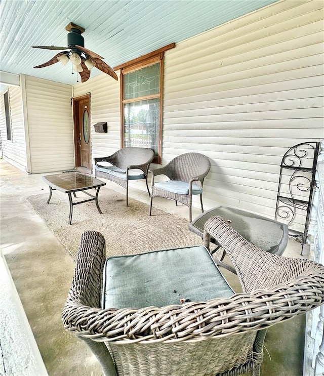 view of patio / terrace featuring ceiling fan